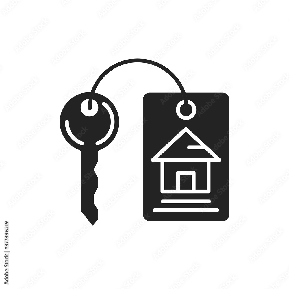 House keys black glyph icon. Iron attribute that can open the door