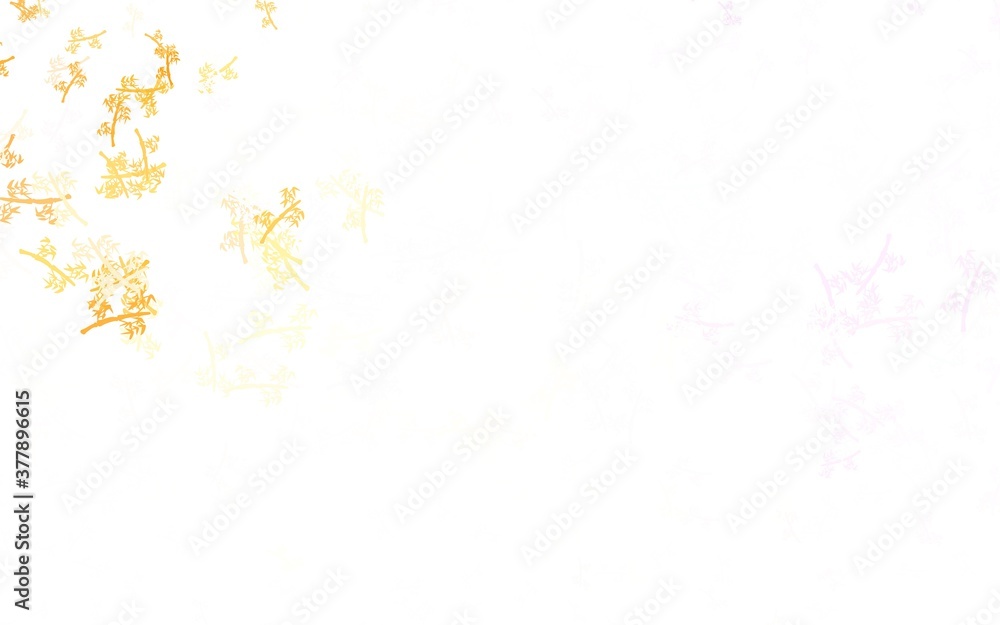 Light Pink, Yellow vector doodle texture with branches. Light Pink, Yellow vector doodle texture with branches.