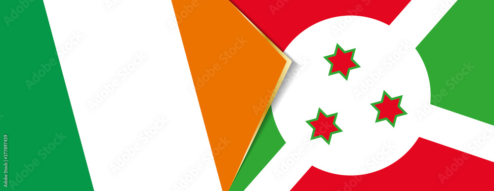 Ireland and Burundi flags, two vector flags. Ireland and Burundi flags, two vector flags.