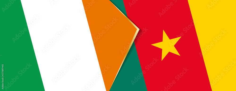 Ireland and Cameroon flags, two vector flags. Ireland and Cameroon flags, two vector flags.