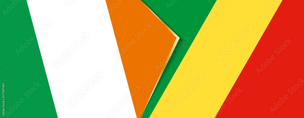 Ireland and Congo flags, two vector flags. Ireland and Congo flags, two vector flags.