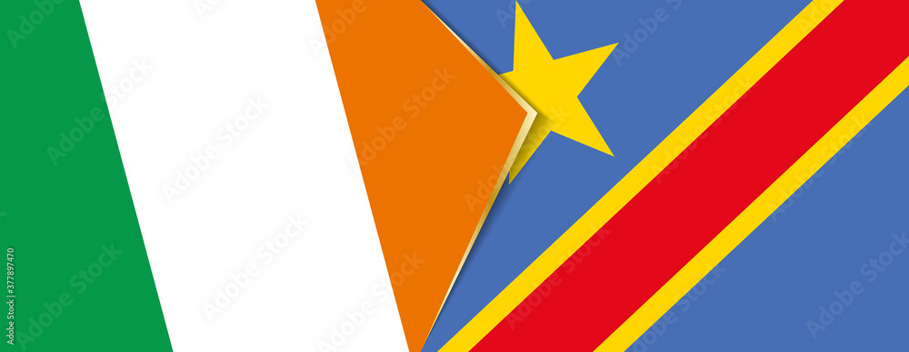 Ireland and DR Congo flags, two vector flags. Ireland and DR Congo flags, two vector flags.