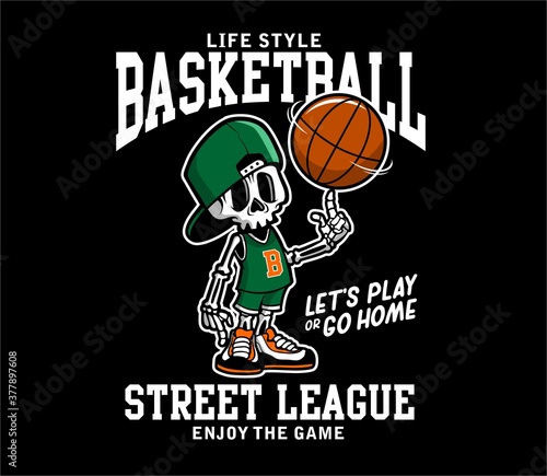 Basketbatball bone graphic T shirt cartoon character