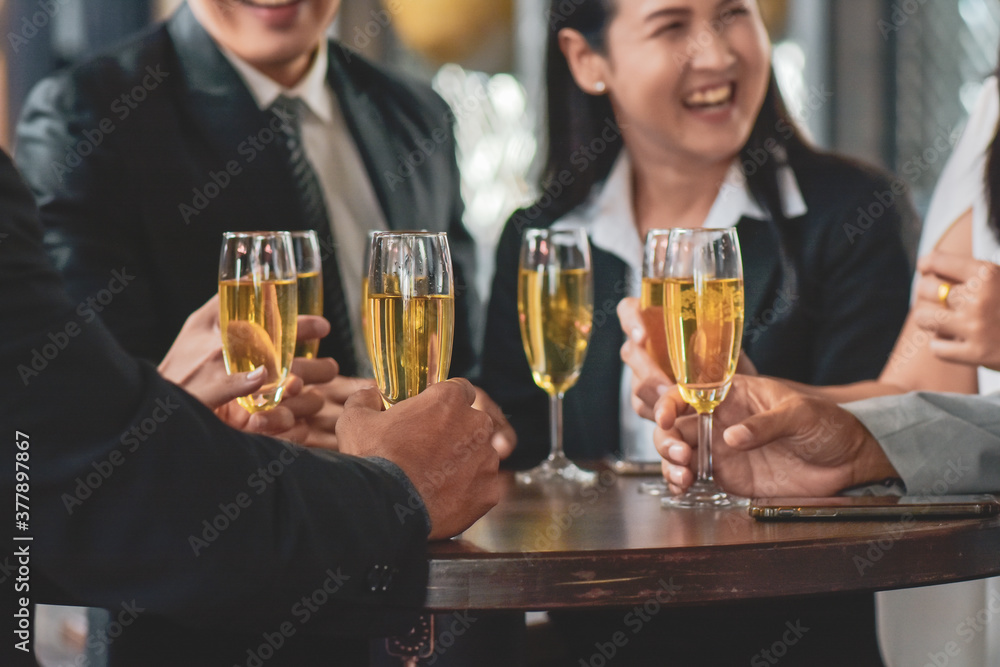Asian business people drinking celebrate happy business success Asian business people drinking celebrate happy business success