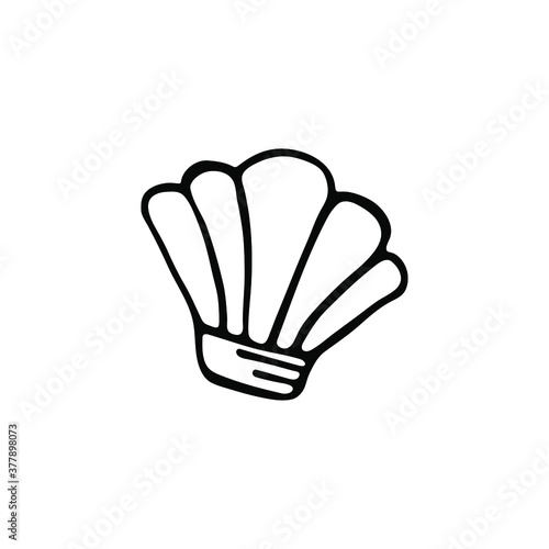 Seashell icon hand drawn on a white background. Vector illustration.