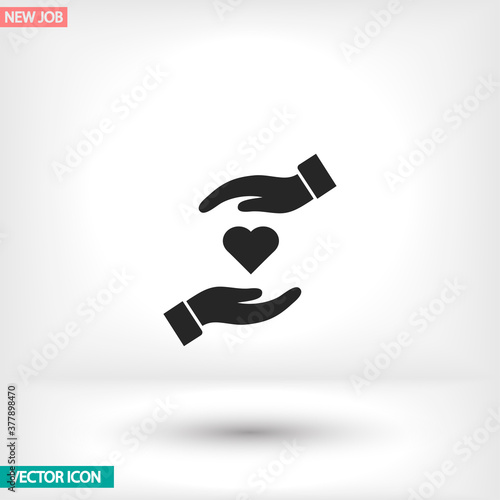 heart in hand icon , lorem ipsum Flat design
