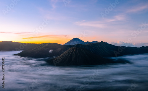 beautiful landscape of Bromo volcano when daybreak in Indonesia