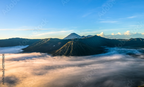 beautiful landscape of Bromo volcano when daybreak in Indonesia