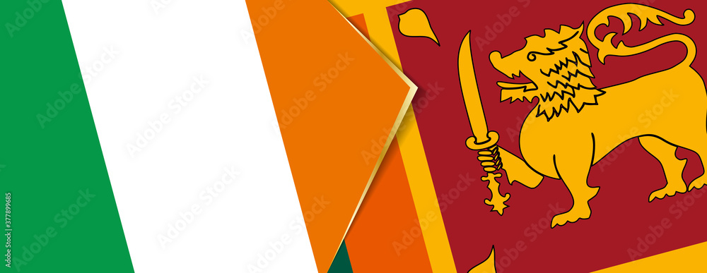 Ireland and Sri Lanka flags, two vector flags.