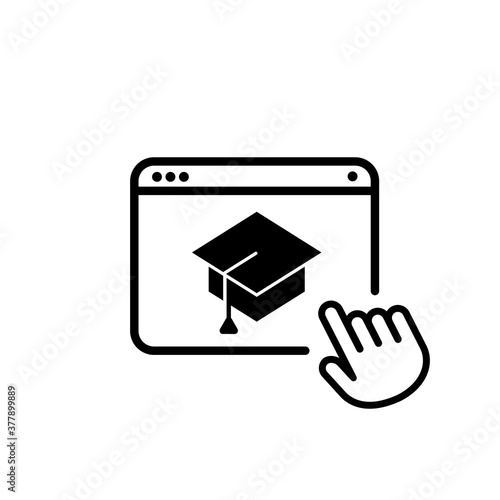 Online education icon. E learning online at home. Distance school. Vector on isolated white background. EPS 10
