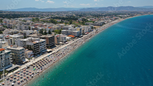 Wallpaper Mural Aerial drone photo of famous seaside area, organised beach and bay of Loutraki town, Corinthian bay, Greece Torontodigital.ca