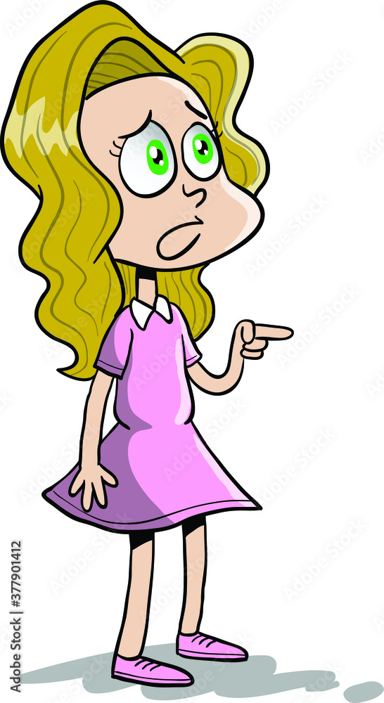 Little cute blonde girl pointing finger Little cute blonde girl pointing finger