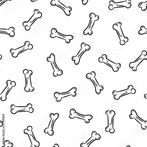 Seamless pattern with  bones. Hand drawn vector illustration on white background.