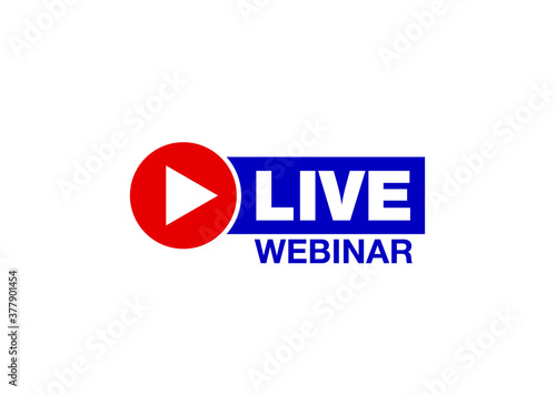 Free Download Live webinar flat shape icon. Flat shape design element with play button for online broadcasting or online stream webcast isolated on white background. Webinar Live streaming icon for web Social media - GFXLoad