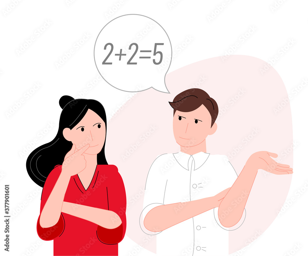 Cartoon flat girl talking to scammers vector illustration modern style Cartoon flat girl talking to scammers vector illustration modern style