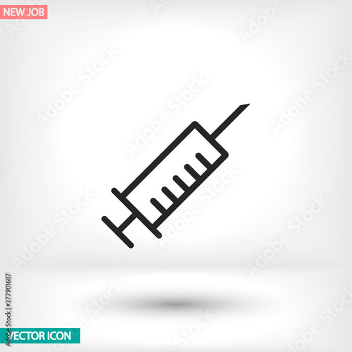 Syringe vector icon , lorem ipsum Flat design