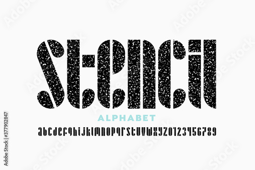Stencil style font, alphabe...
