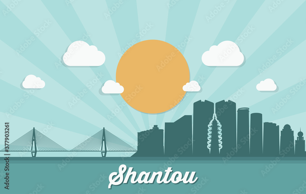 Shantou skyline - China - vector illustration
