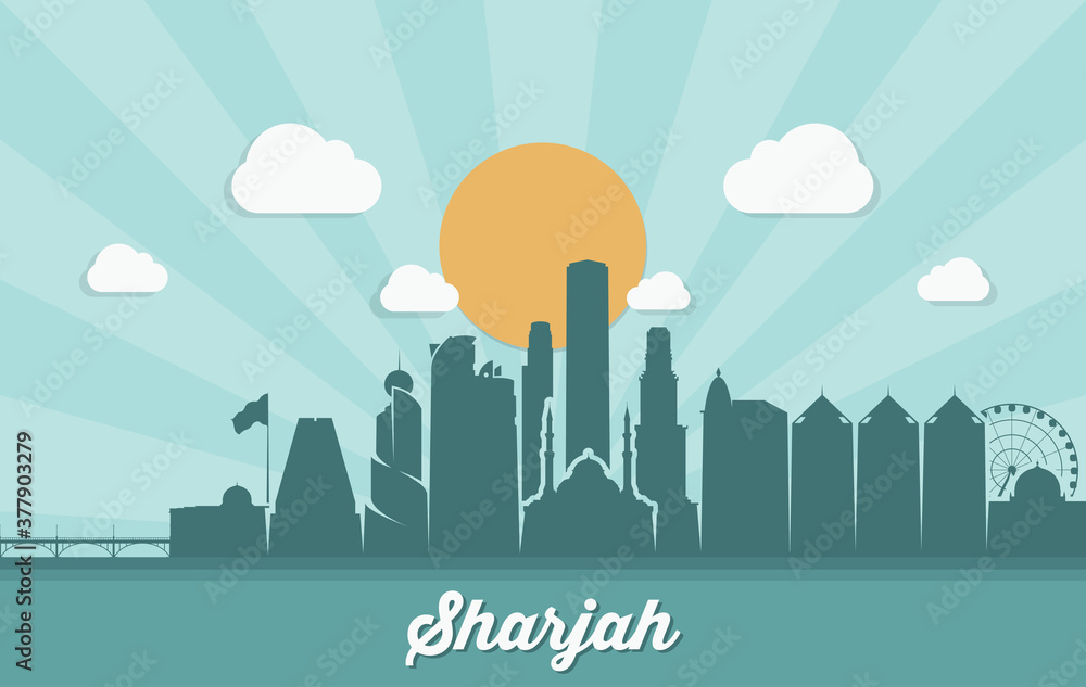 Sharjah skyline - United Arab Emirates - UAE - vector illustration
