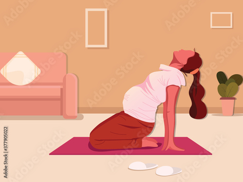 Pregnant woman doing yoga