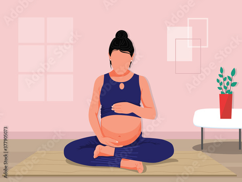 Pregnancy and yoga concept illustration