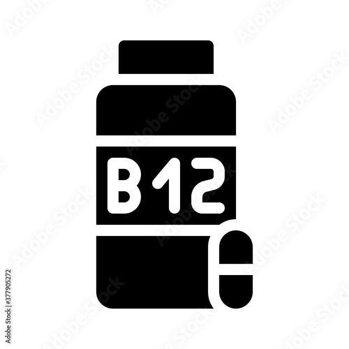 vitamins b12 glyph icon vector symbol illustration
