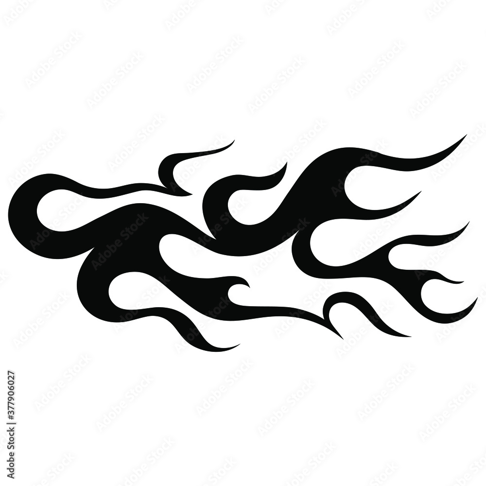 Fire flame icon. Black icon isolated on white background. Fire flame silhouette. Monochrome simple icon. 