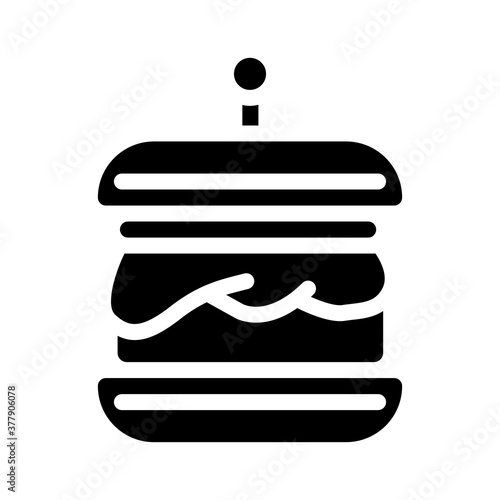 hamburger with vegan cutlet glyph icon vector illustration