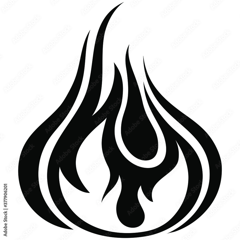 Fire flame icon. Black icon isolated on white background. Fire flame silhouette. Monochrome simple icon. Fire flame icon. Black icon isolated on white background. Fire flame silhouette. Monochrome simple icon.