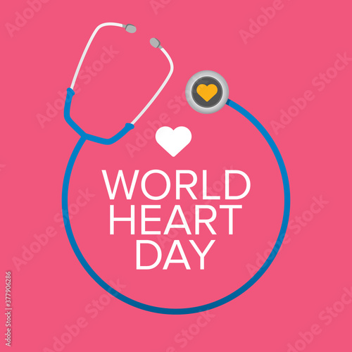 world heart day banner or background with heart isoalted on pink layout.