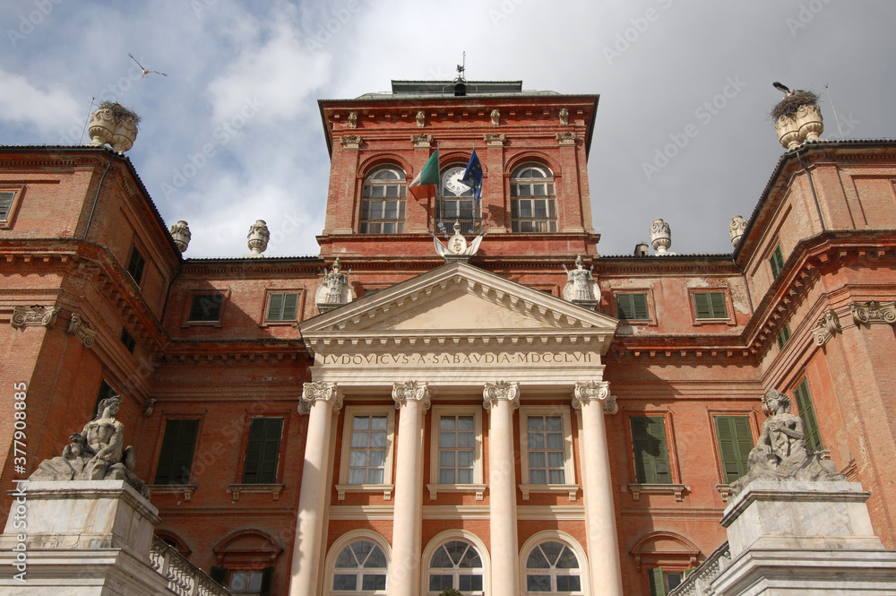 Fototapeta premium The royal red castle of Racconigi is located in the province of Cuneo in castle but close to Turin. It is a Savoy residence from the fourteenth century.