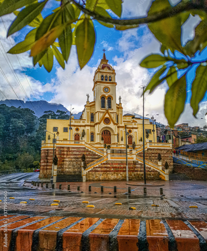 Views of the city of Bogota (Colombia), church, buildings and architectural icons