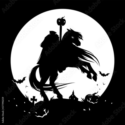 Headless horseman, spooky Halloween character