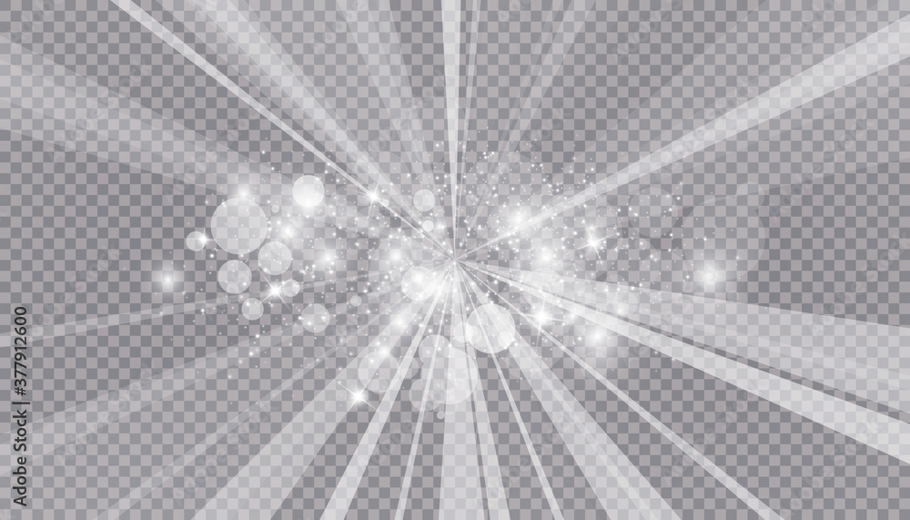 Obraz premium Glowing light effect with many glitter particles isolated on transparent background. Vector starry cloud with dust. Magic christmas decoration
