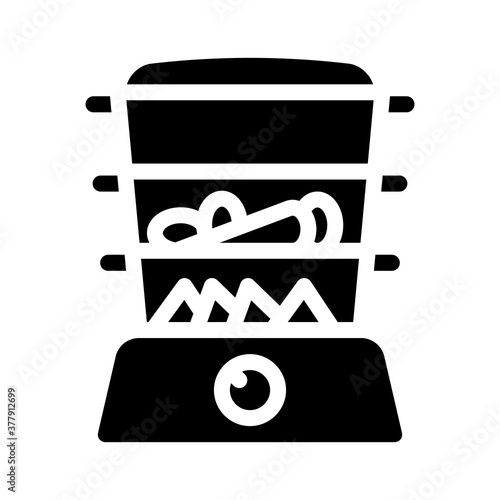 steamer kitchen device glyph icon vector illustration
