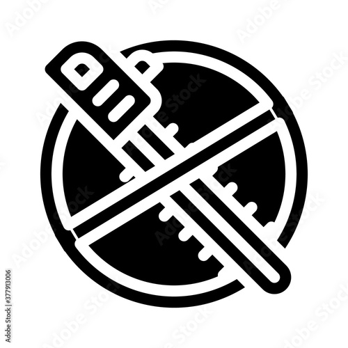 stop deforestation, crossed out chainsaw glyph icon vector illustration
