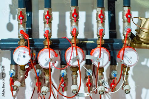 Water meters on the backgro...