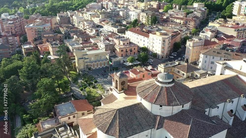 VOLANDO COL DRONE SU GENZANO DI ROMA E LAGO DI NEMI, LAZIO, ITALIA photo