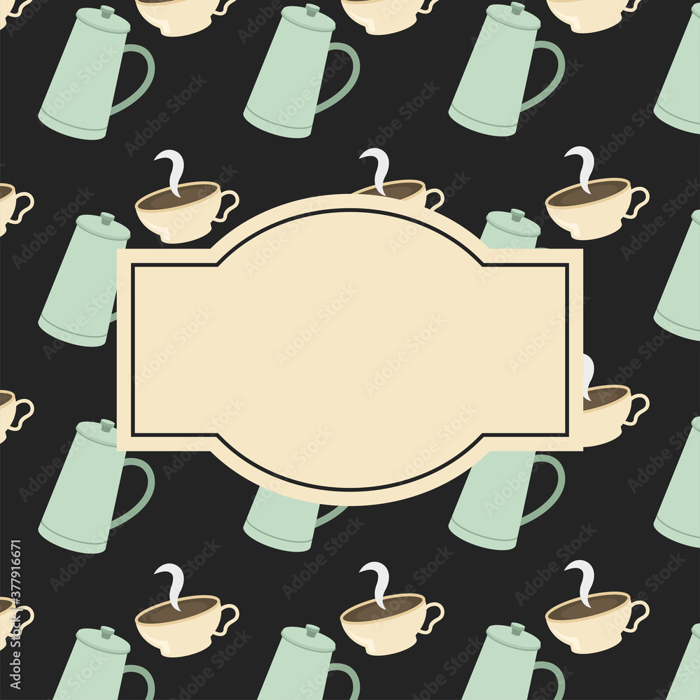 coffee pots and cups background with space for text vector design coffee pots and cups background with space for text vector design