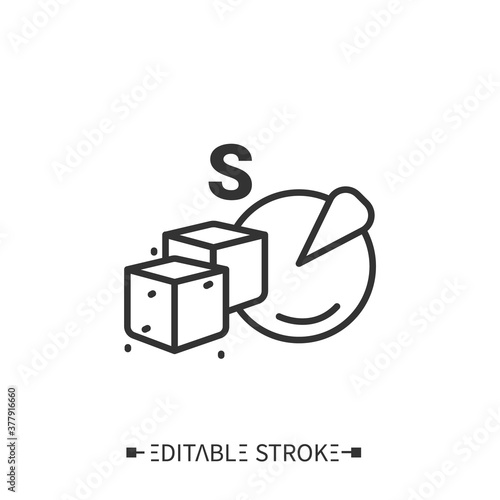 Total sugar line icon. Sugar carbohydrate. Macronutrients. Nutrition facts. Healthy, balanced nutrition concept. Diet.Isolated vector illustrations. Editable stroke 