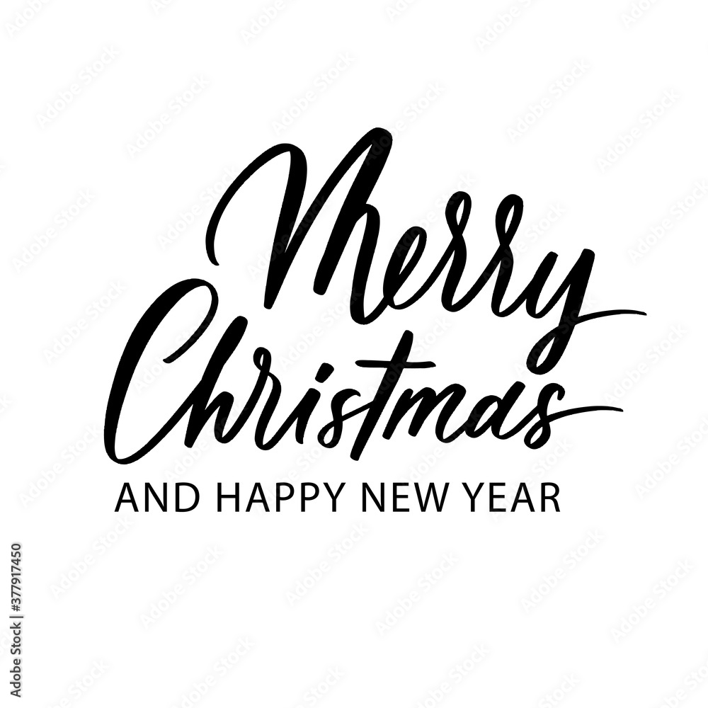 Merry Christmas and Happy New Year hand lettering inscription. Merry Christmas and Happy New Year hand lettering inscription.