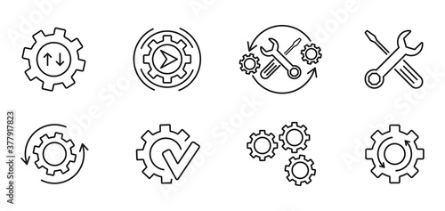 Renovation icons are thin line style. Vector illustration