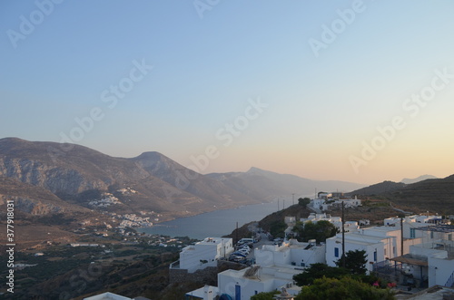 sunset over a village in Greece