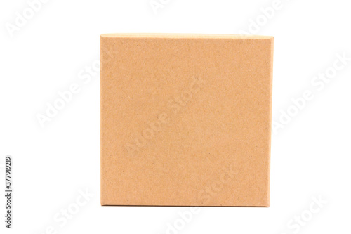 brown paper cardboard box on white background. Mockup for design © Olga