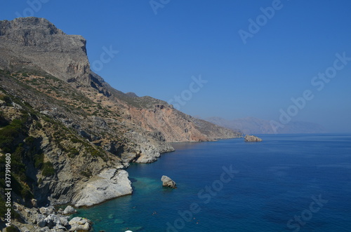 view of the sea and mountains in Greece