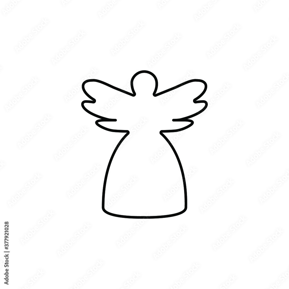 Christmas angel line icon with wing in minimalistic design. xmas outline thin vector icon black on white background Christmas angel line icon with wing in minimalistic design. xmas outline thin vector icon black on white background
