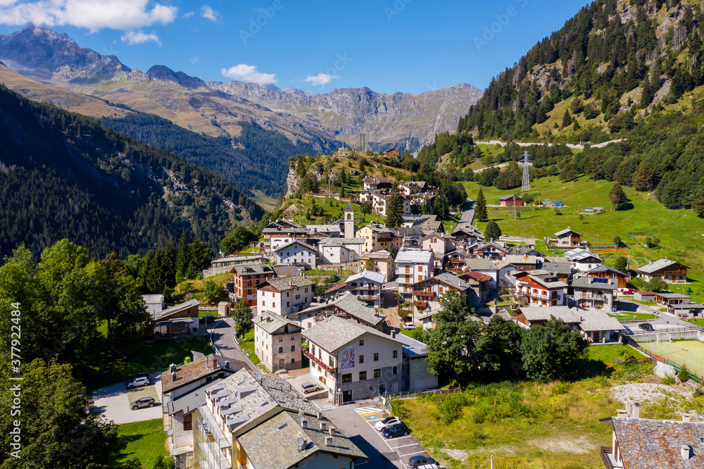 Aerial view of Pianazzo in Vallespluga, Italy	