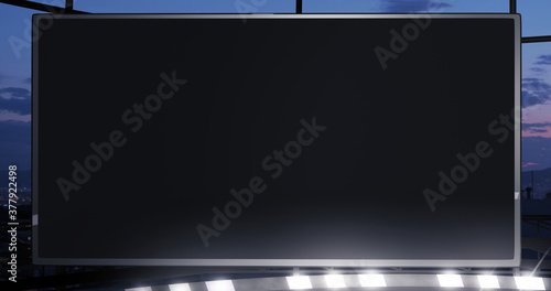 Close up to the monitor of a virtual TV show panel. Ideal for VR tracking system sets, with green screen.