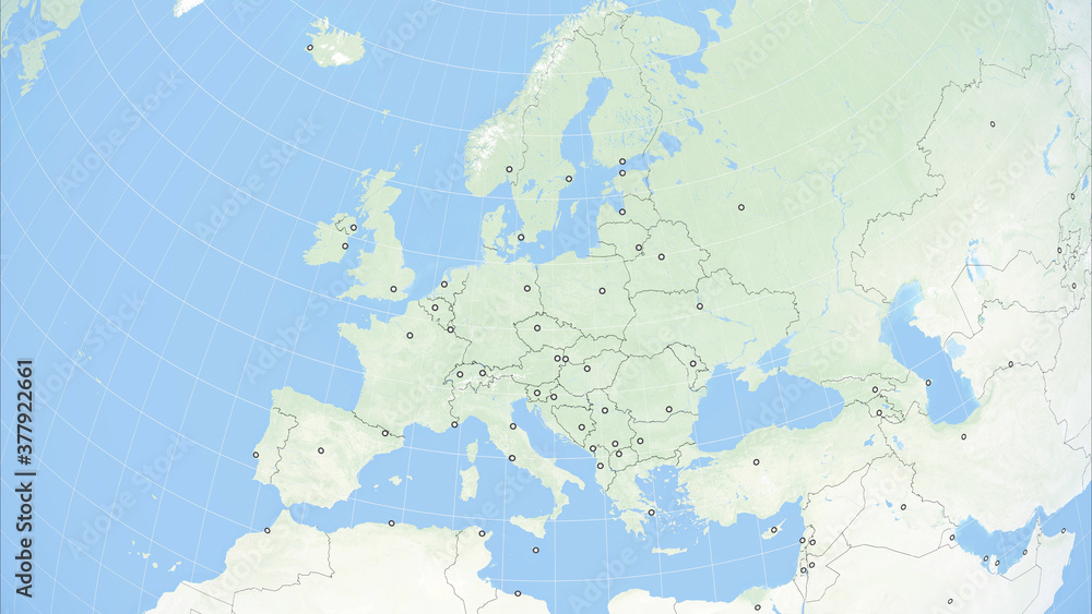 Europe Map. State Borders and Capitals. Political Borders of European Countries: Russia, Germany, Turkey, France, United Kingdom, Italy, Spain, Poland, Norway, Sweden, Ireland. 3D Illustration.