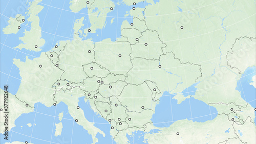 Fototapeta Naklejka Na Ścianę i Meble -  Europe Map. State Borders and Capitals. Political Borders of European Countries: Russia, Germany, Turkey, France, United Kingdom, Italy, Spain, Poland, Norway, Sweden, Ireland. 3D Illustration.